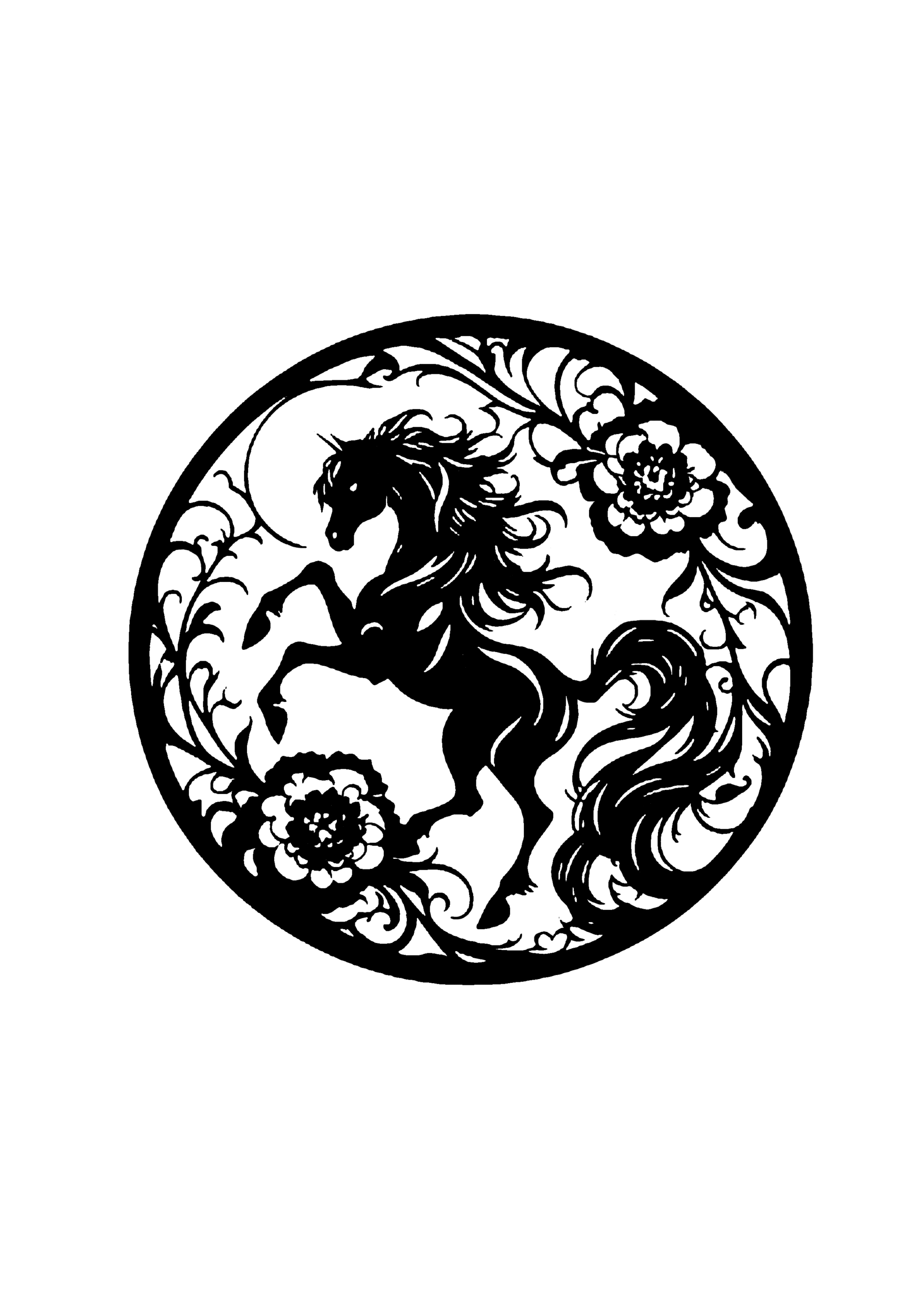馬の切り絵図案（無料・初心者・中級者向け）0180