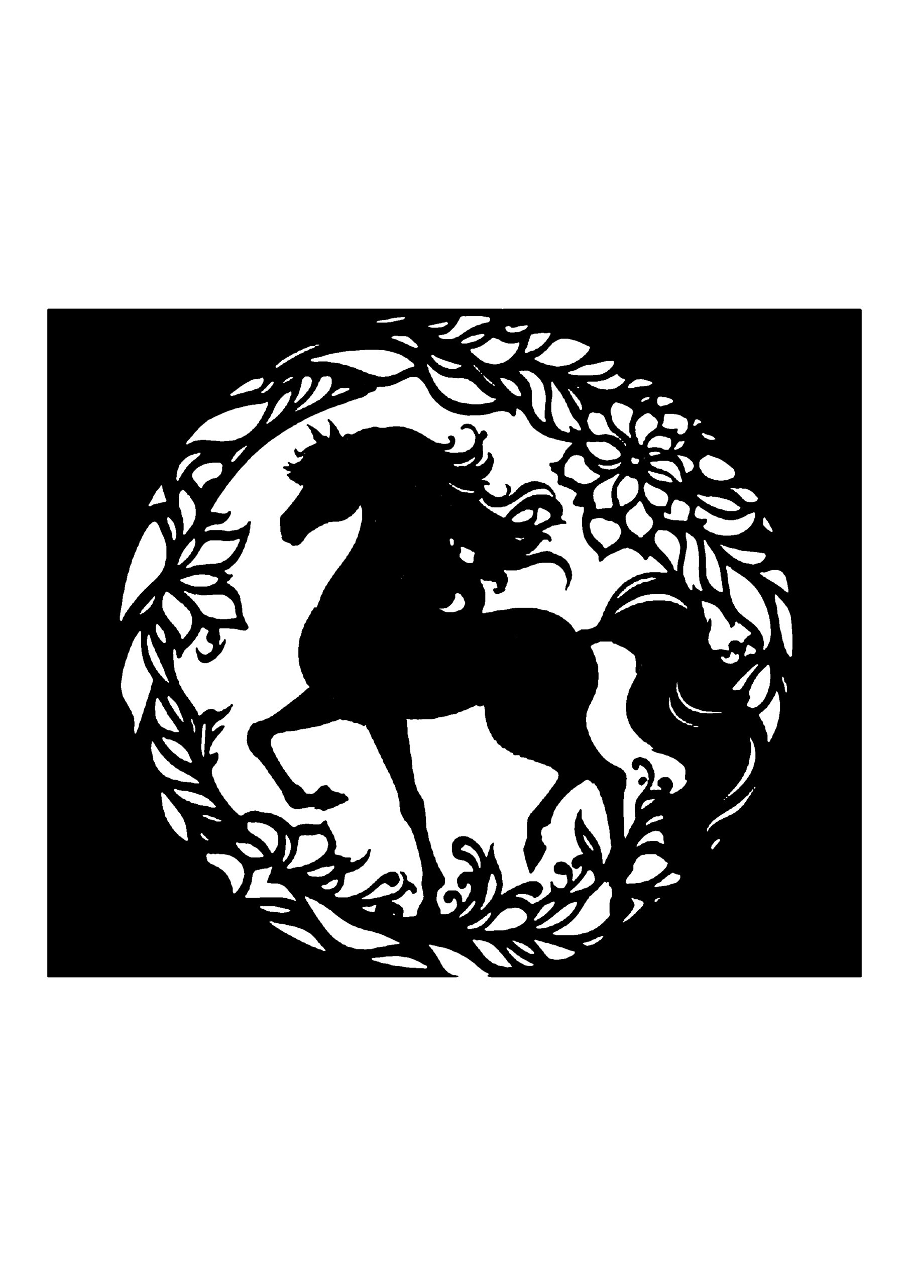 馬の切り絵図案（無料・初心者・中級者向け）0182