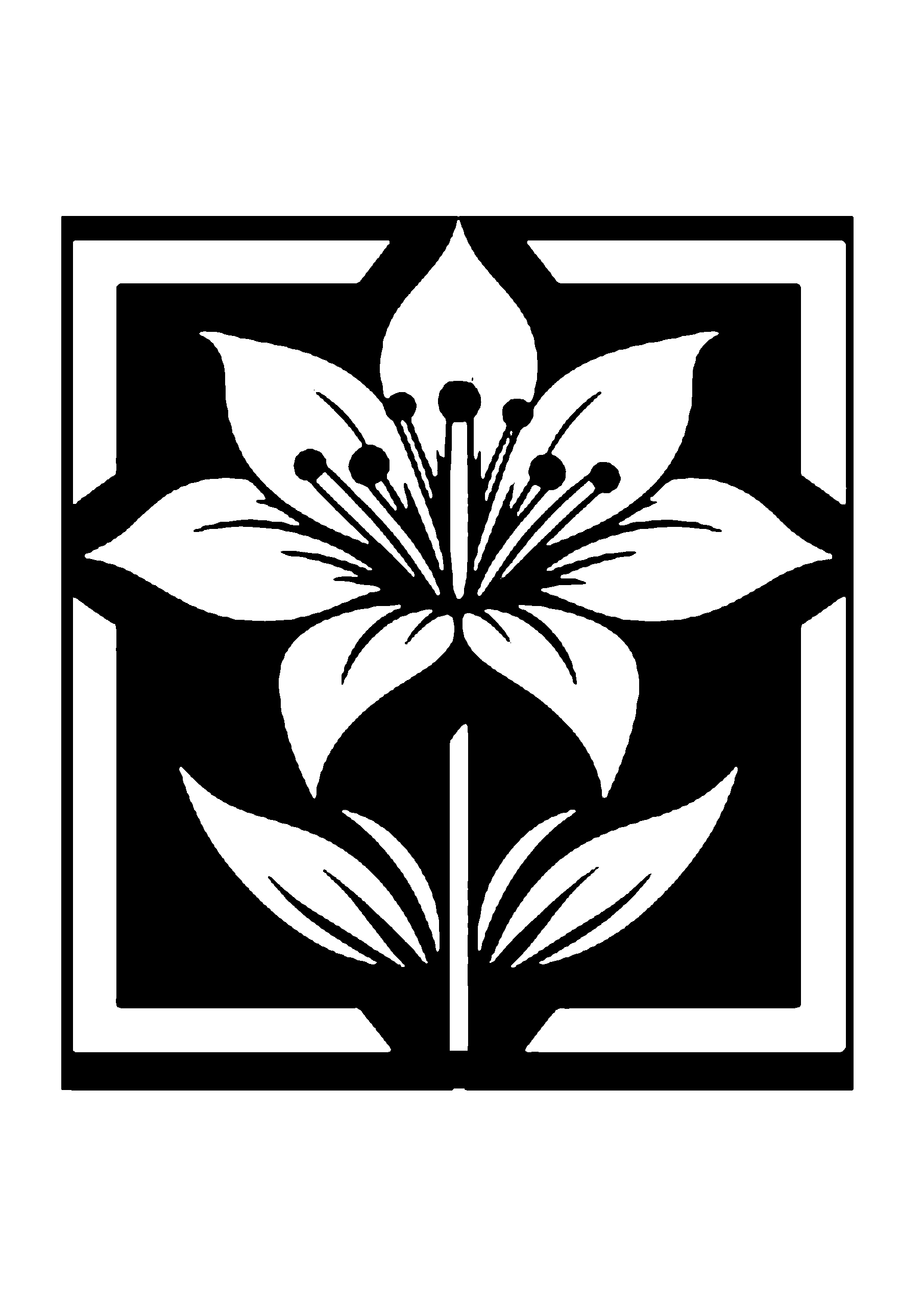 百合の花のシンプルデザイン切り絵図案（無料・初心者・中級者向け）0213