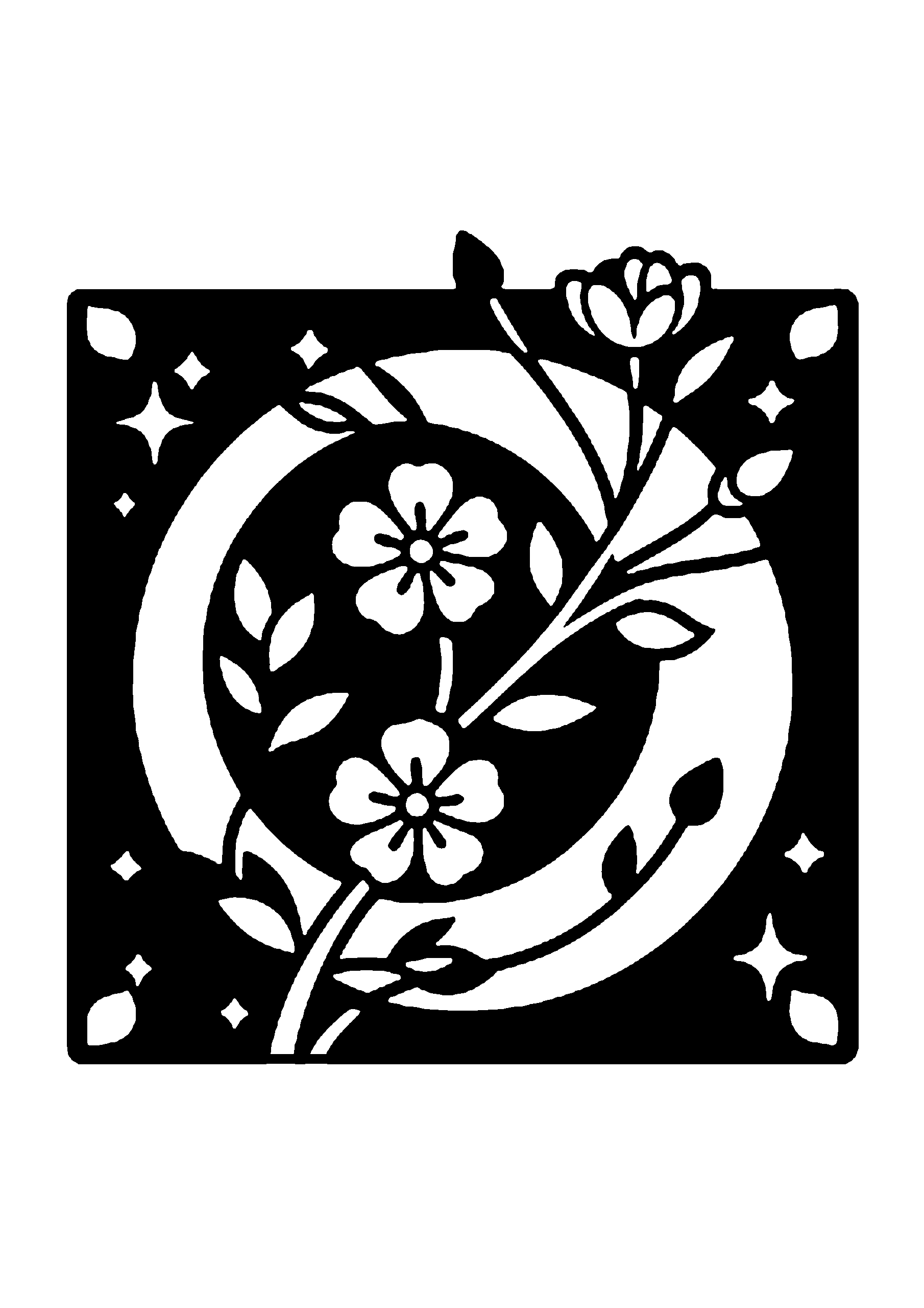夜空に咲く花と月の切り絵図案（無料・初心者・中級者向け）0217