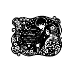 伝統的な和装に身を包んだ新郎新婦の穏やかな表情を切り取った、「Welcome to our Wedding」の文字入りの和風ウェルカムボード切り絵図案0370